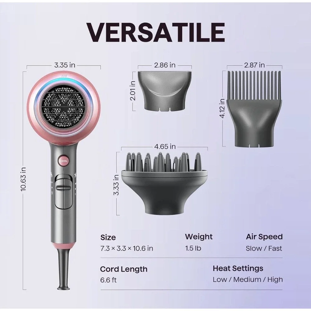 Wavytalk Blown Away Ionic Hair Dryer Rose Gold 1875W Model GL-5917BDC-1 NEW